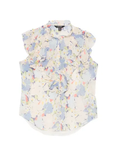 Ralph Lauren Floral-print Ruffled Blouse In Multi