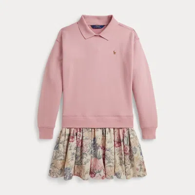 Ralph Lauren Kids' Floral-skirt Terry Collared Dress In Adirondack Rose In Pink