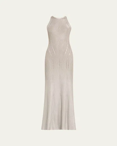 Ralph Lauren Foil-print Sleeveless Open-back Dress In White