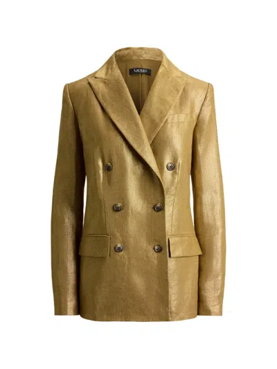 Ralph Lauren Foiled Double-breasted Blazer In Gold