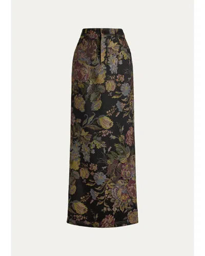 Ralph Lauren Fontaine Floral Jacquard Maxi Skirt In Multi