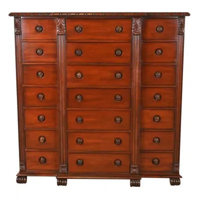 Pre-owned Ralph Lauren For Henredon Neoclassical Mahogany 21-drawer Chest Of Drawers In Brown