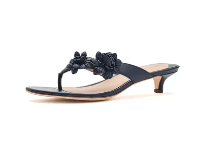 Ralph Lauren Francesca Floral-trim Nappa Sandals In Blue