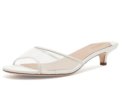 Ralph Lauren Francesca Leather Mesh Mule Sandals In White