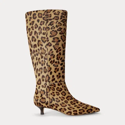 Ralph Lauren Francesca Print Haircalf Tall Boot Heel In Modern Leopard In Multi