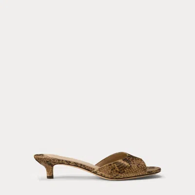Ralph Lauren Francesca Python-embossed Mule Sandal In Tan Multi In Brown