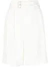 Polo Ralph Lauren Francine Pleated Silk-piqué Shorts In Weiss