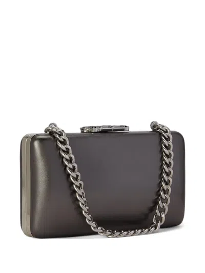 Ralph Lauren Franki Metallic Leather Clutch Bag In Blue