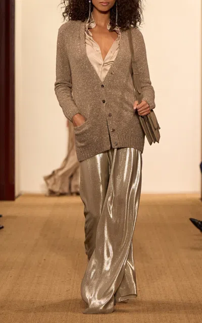 Ralph Lauren Franncis Metallic Chiffon Wide-leg Pants