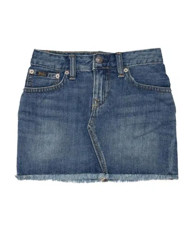 Polo Ralph Lauren Kids' Frayed Denim Skirt In Blue