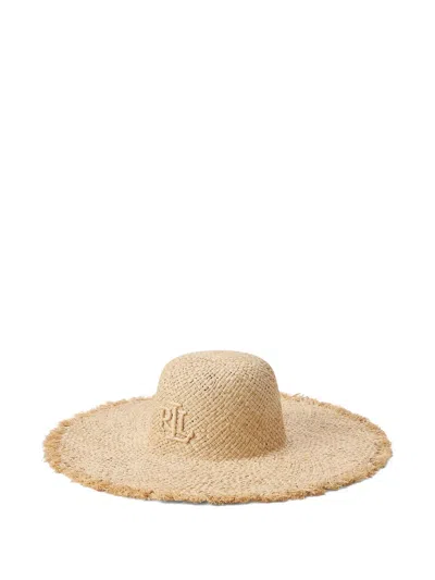 Ralph Lauren Frayed-brim Logo-embroidered Sun Hat In Metallic