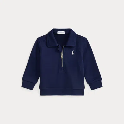 Ralph Lauren Babies'  French Terry Collared Sweatshirt In Blue