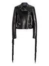 Ralph Lauren Fringe -detail Leather Jacket In Black
