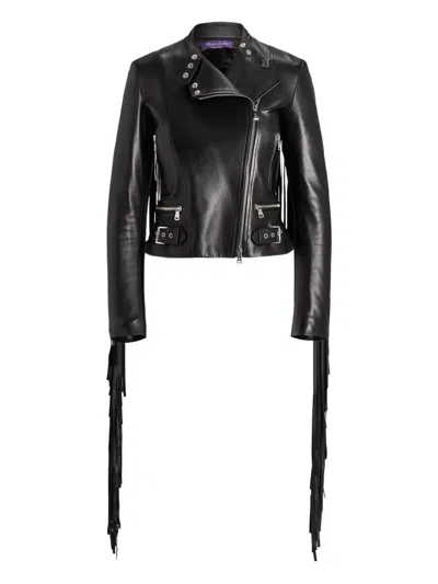 Ralph Lauren Fringe -detail Leather Jacket In Black