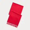 Ralph Lauren Woven Cashmere Fringed Scarf In Red
