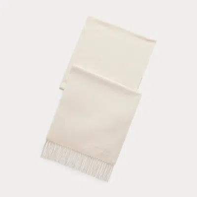 Ralph Lauren Woven Cashmere Fringed Scarf In Neutral