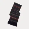 Ralph Lauren Fringe Fair Isle Scarf In Gray