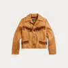 Polo Ralph Lauren Fringe Leather Jacket In Brown