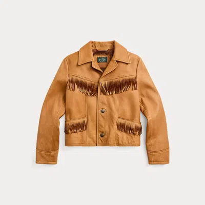 Polo Ralph Lauren Kids' Fringe Leather Jacket In Brown