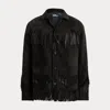 Ralph Lauren Fringe Suede Jacket In Black