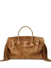 Ralph Lauren Soft Ricky 40 Fringe-trim Calf-suede Bag In Brown