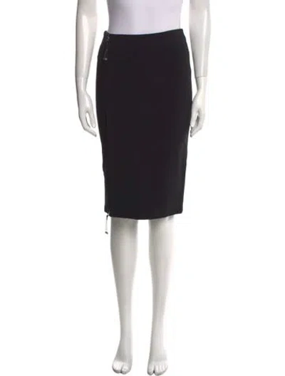 Pre-owned Ralph Lauren Fringe Trim Accent Knee-length Skirt W/ Tags In Black