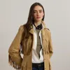 Ralph Lauren Fringe-trim Belted Goat-suede Jacket
