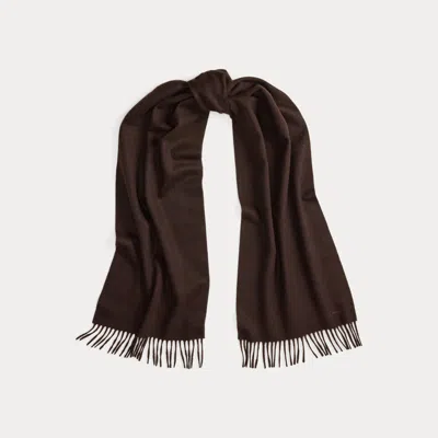 Ralph Lauren Fringe-trim Cashmere Scarf In Brown