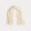 Ralph Lauren Fringe-trim Cashmere Scarf In White