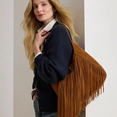 Ralph Lauren Fringe-trim Large Tanner Shoulder Bag In Brown