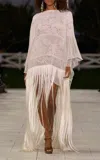 Polo Ralph Lauren Fringed Lace Silk Maxi Dress In Ivory