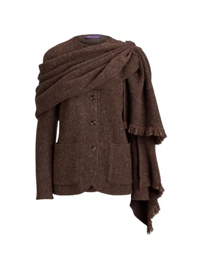 Ralph Lauren Cardigan Mit Fransen Und Schaldetail In Brown