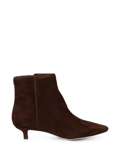 Ralph Lauren Frncsa Suede Pointed-toe Ankle Boots In Brown