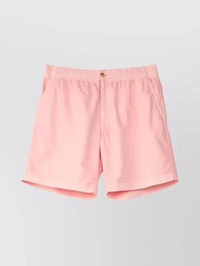 Ralph Lauren Front Flat Shorts Elastic Waistband In Pink