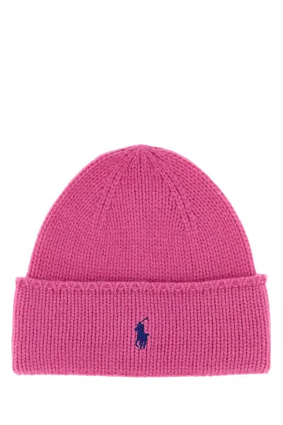 Ralph Lauren Fuchsia Wool Beanie Hat In Pink