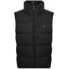 Ralph Lauren Puffer Gilet High Collar Quilted Zip Pockets In Black