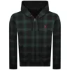 Ralph Lauren Full Zip Plaid Hoodie Green In Green
