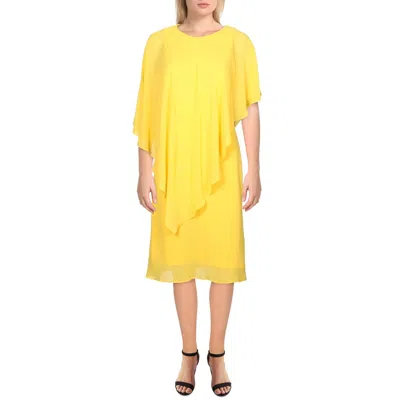 Ralph Lauren Gaeline Day Womens Chiffon Sleeveless Cocktail Dress In Gold
