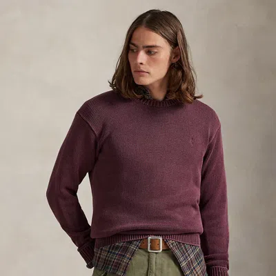 Ralph Lauren Garment-dyed Cotton Sweater In Burgundy