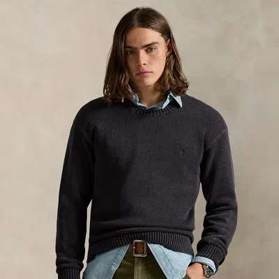 Ralph Lauren Garment-dyed Cotton Sweater In Black