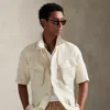 Ralph Lauren Garment-dyed Slub Linen Overshirt In White