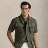 Ralph Lauren Garment-dyed Slub Linen Overshirt In New Olive