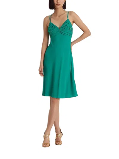 Ralph Lauren Gathered Dress In Green