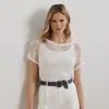 Ralph Lauren Geo-motif Mesh Short-sleeve Sweater In White