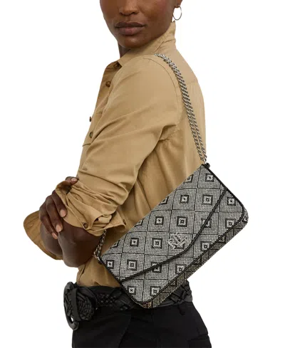 Ralph Lauren Geo-motif Woven Straw Medium Sawyer Bag