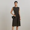 Ralph Lauren Geo-print Belted Bubble Crepe Dress In Multi