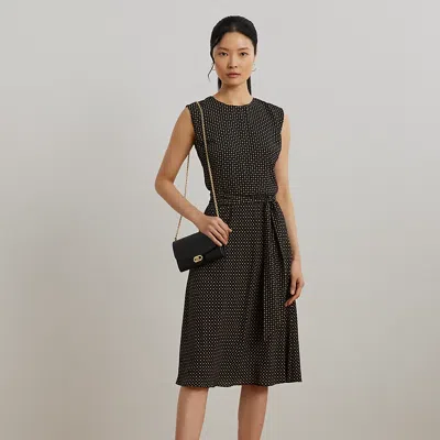 Ralph Lauren Geo-print Belted Bubble Crepe Dress