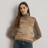 Ralph Lauren Geo-print Wool-blend Turtleneck Sweater In Brown