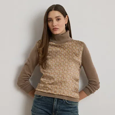 Ralph Lauren Geo-print Wool-blend Turtleneck Sweater In Brown