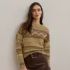 Ralph Lauren Geo-striped Cotton-linen Sweater In Brown